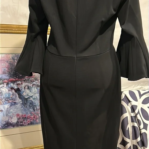 🎉NWT Donna Karan NY black bell sleeve, round neck A line Dress. - Picture 4 of 8
